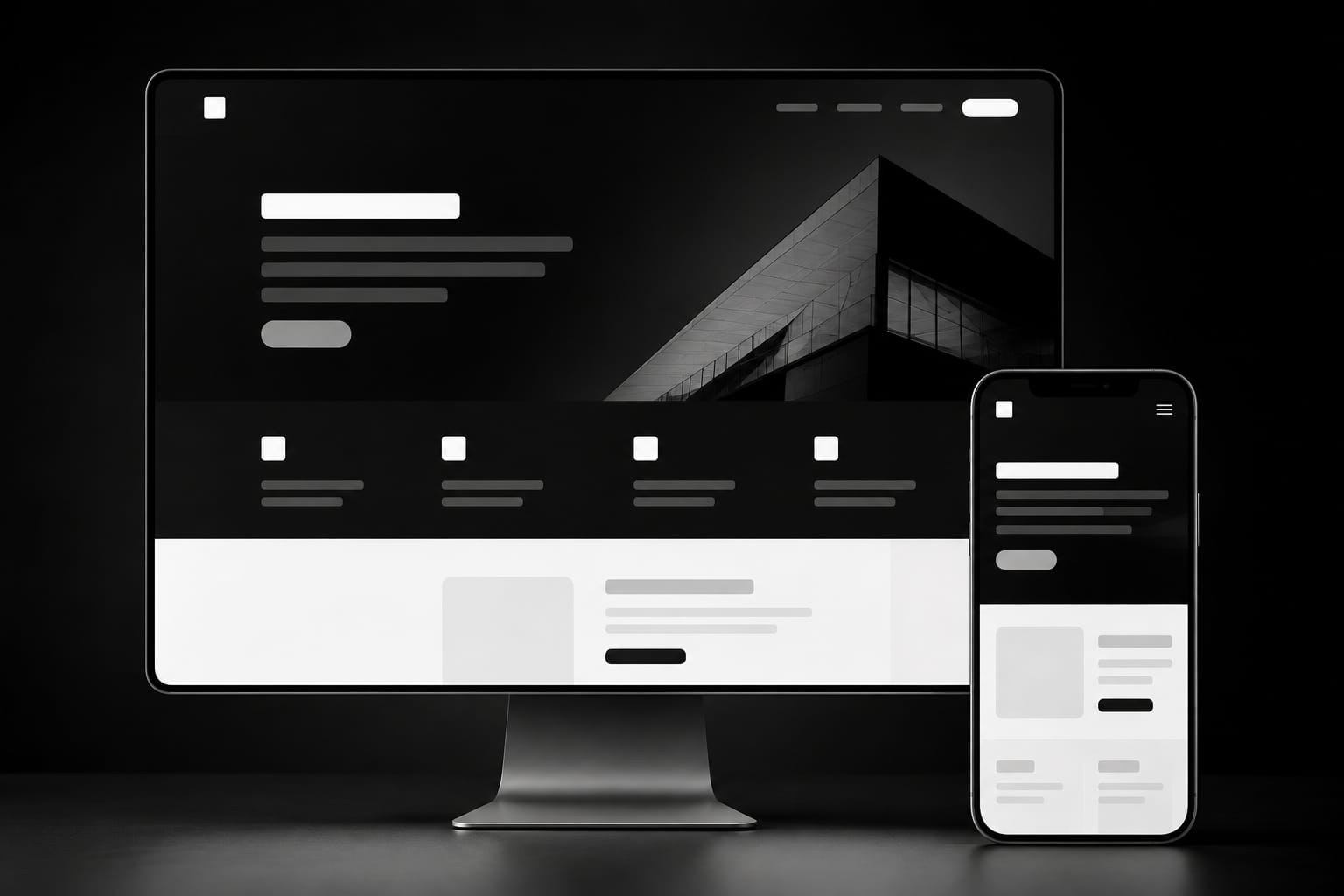 Mockup de site institucional criado pela MB Studio