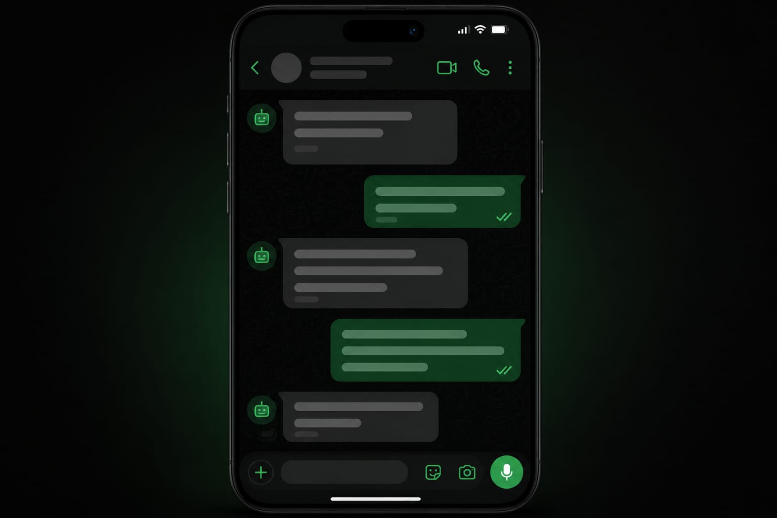 Mockup de atendimento automático no WhatsApp criado pela MB Studio